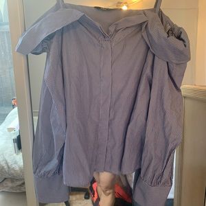 Pintsripe off the shoulder Zara top
